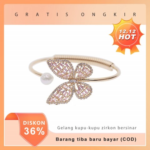 Tersedia secara eksklusif, gelang 2019 terbaru: gelang kupu-kupu zirkon bersinar