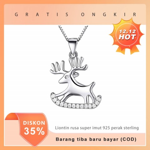 Liontin rusa super imut 925 perak sterling, dapat sertifikat perak sterling!