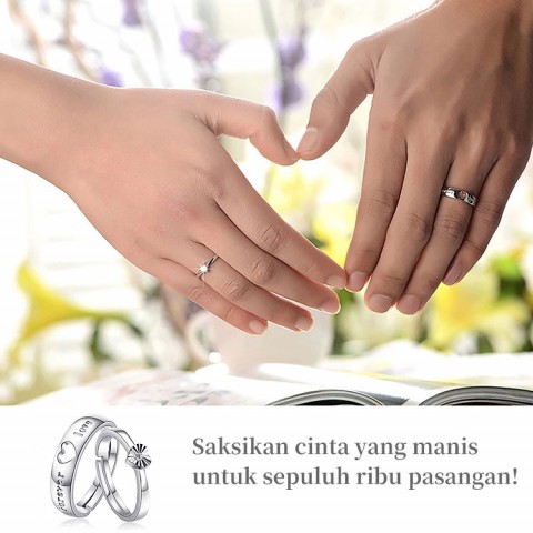 cincin pasangan disesuaikan dengan berlian perak