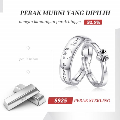 cincin pasangan disesuaikan dengan berlian perak