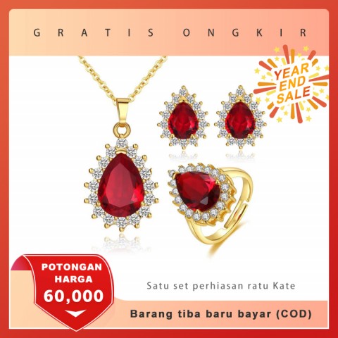 Eksklusif: satu set perhiasan Ratu Kate 3in1 berlapis emas 18k