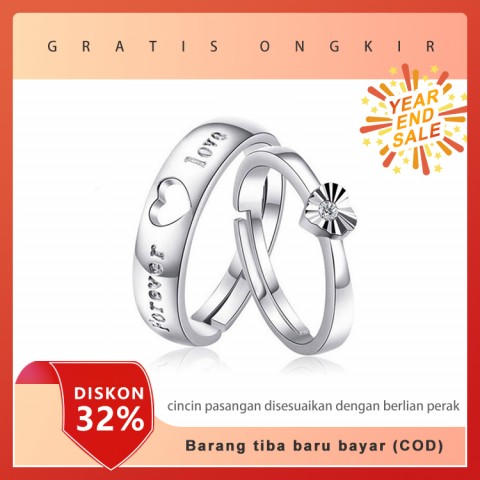 cincin pasangan disesuaikan dengan berlian perak