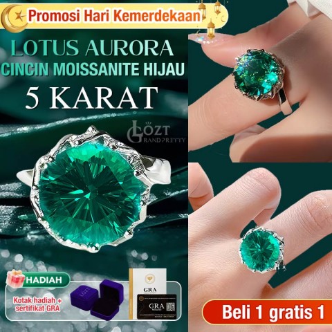Cincin Moissanite Lotus Aurora Green 5 karat
