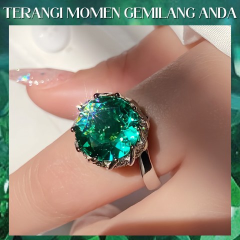 Cincin Moissanite Lotus Aurora Green 5 karat