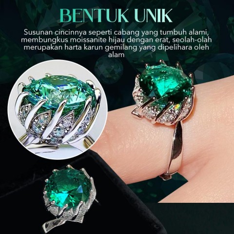 Cincin Moissanite Lotus Aurora Green 5 karat