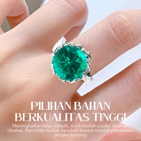 Cincin Moissanite Lotus Aurora Green 5 karat