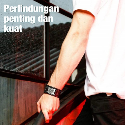 Gelang Vegvisir Logam Manset Lengan Gesper Kulit Asli
