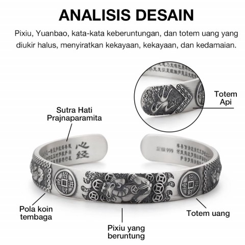 Gelang koin tembaga Pixiu Retro
