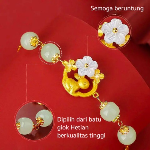 Gelang Kelinci Hetian Jade Blossom 2023 Baru