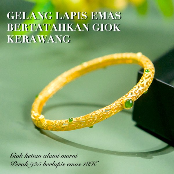 Gelang Lapis Emas Bertatahkan Giok Keraw..