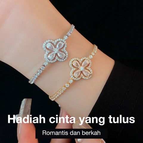 gelang semanggi empat daun moissanite