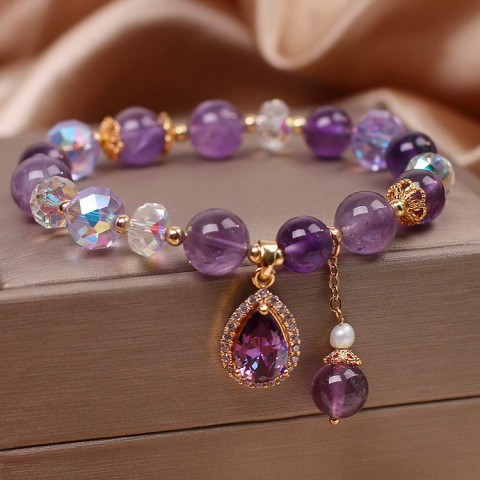 Gelang Tetesan Air Amethyst Alami