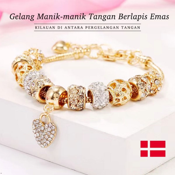 Gelang manik tangan lapis emas..