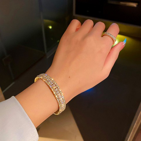 Set Gelang Lapis Emas Zirkon Tiga Lapis