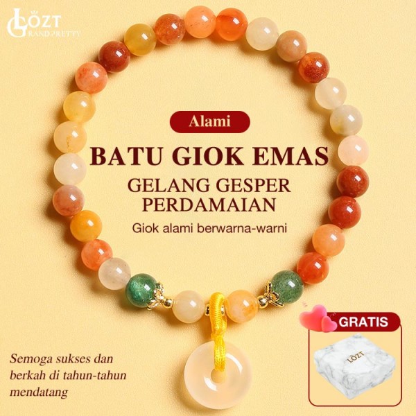 Gelang gesper perdamaian giok emas alami..