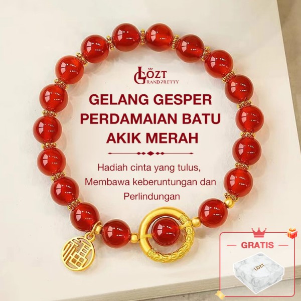 Gelang Gesper Perdamaian Batu Akik Merah..