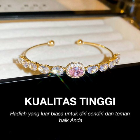 Gelang Terbuka Geometris Zirkonia Bulat