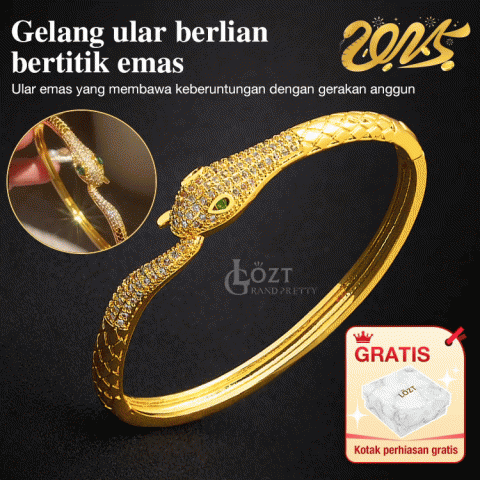 Gelang ular berlian berhiaskan emas