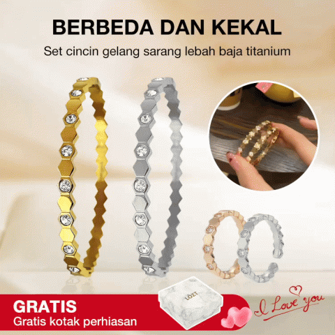 Titanium steel honeycomb bracelet ring set