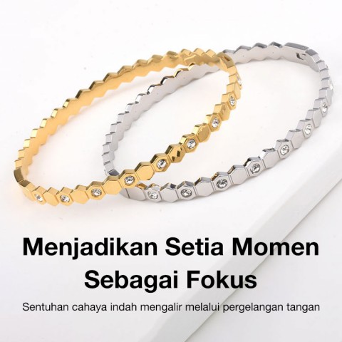 Titanium steel honeycomb bracelet ring set