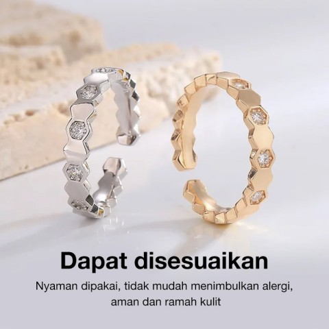 Titanium steel honeycomb bracelet ring set