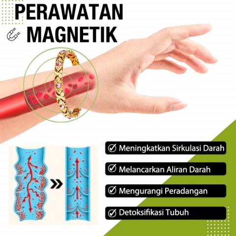 Gelang Terapi Magnet Fashion 14K Emas Platinum Pink Diamond