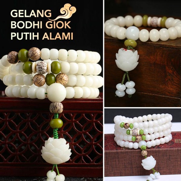 Gelang Bodhi Giok Putih Alami..