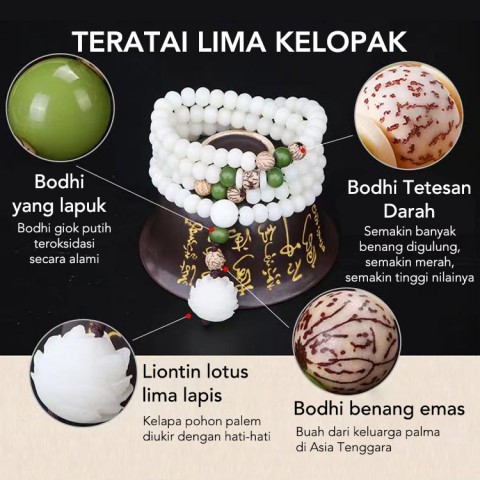 Gelang Bodhi Giok Putih Alami