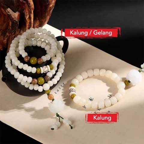 Gelang Bodhi Giok Putih Alami