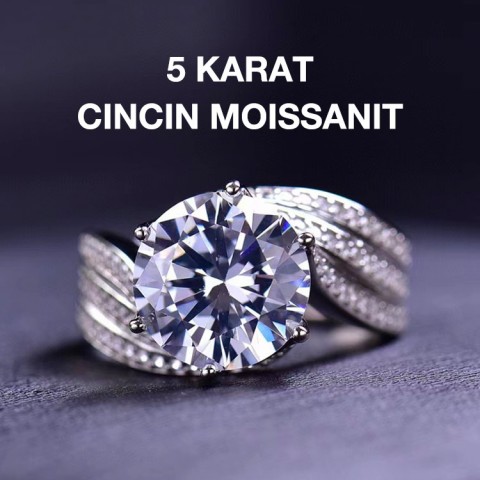 Cincin moissanite 5 karat