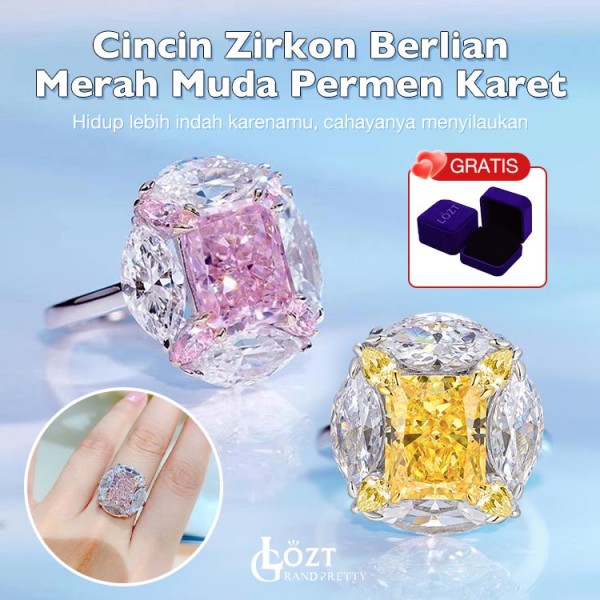 Cincin Berlian Merah Muda Permen Karet..