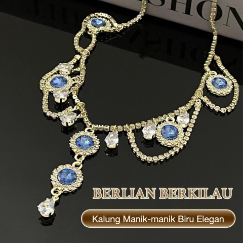 Kalung Manik-manik Biru Elegan