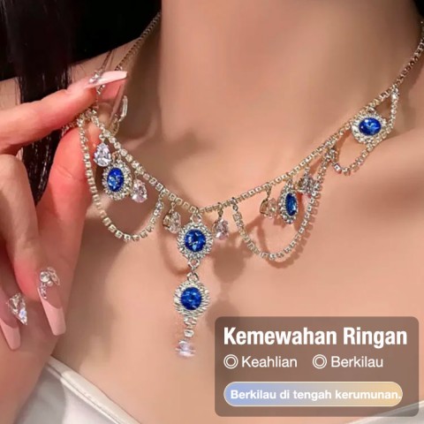 Kalung Manik-manik Biru Elegan