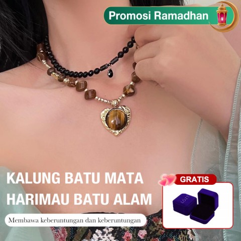 Kalung batu mata harimau batu alam