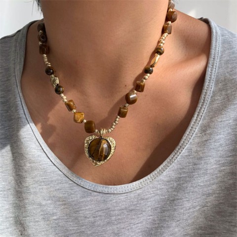 Kalung batu mata harimau batu alam