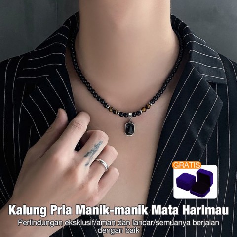 Kalung Pria Manik-manik Mata Harimau