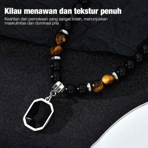 Kalung Pria Manik-manik Mata Harimau