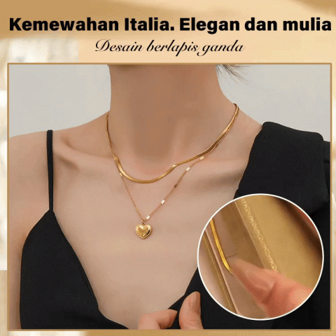 Kalung Hati Ganda Baja Titanium