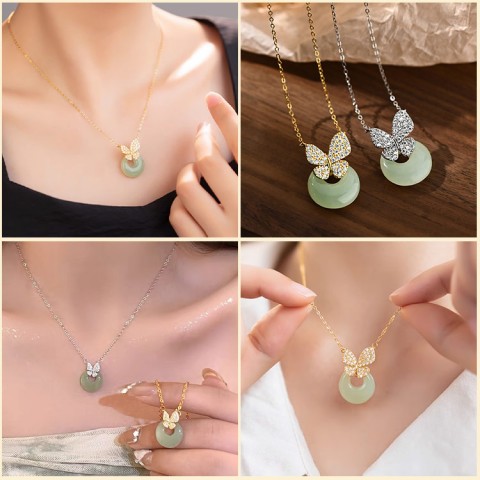 Kalung Giok Hotan Kupu-kupu