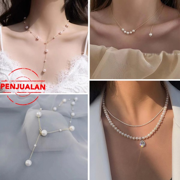 Kalung Klavikula Mutiara Alami Berkualit..