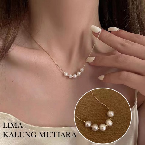 Kalung Klavikula Mutiara Alami Berkualitas Tinggi