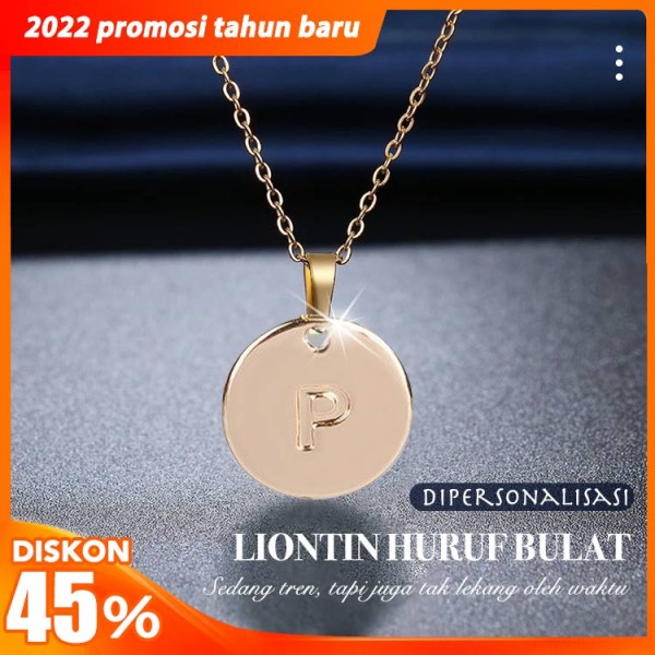 Liontin huruf bulat yang dipersonalisasi..