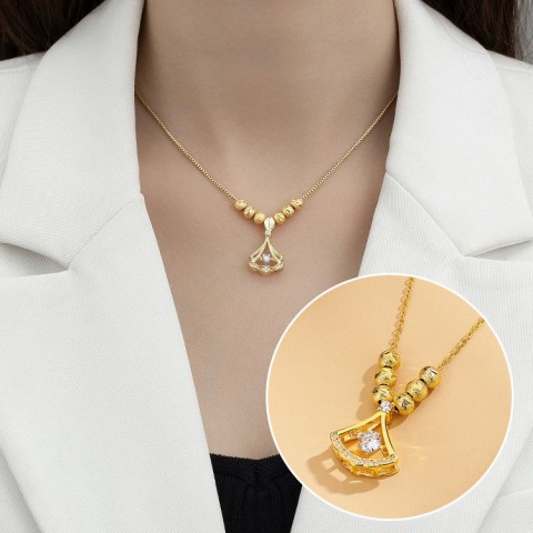 Perhiasan Mutiara Daun Ginkgo Berlapis Emas 24k