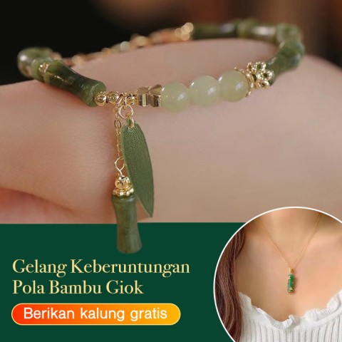 Gelang Keberuntungan Pola Bambu Giok - Berikan kalung gratis