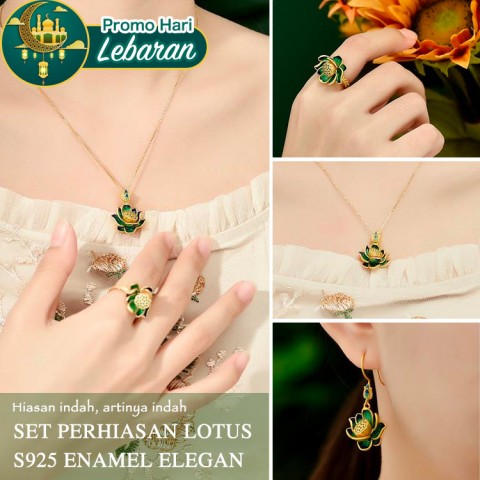 Set Perhiasan Lotus Elegan Enamel