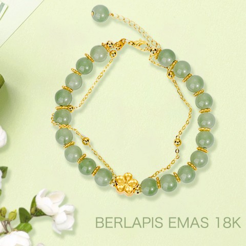 Set perhiasan hetian jade bunga persik