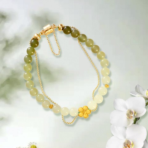 Set perhiasan hetian jade bunga persik