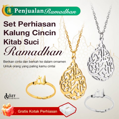 Set Perhiasan Kalung Cincin Tulisan Suci Ramadan