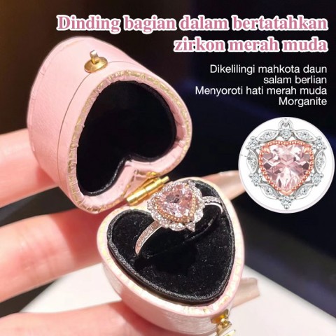 Set Kalung dan Cincin Hati Berlian Pink