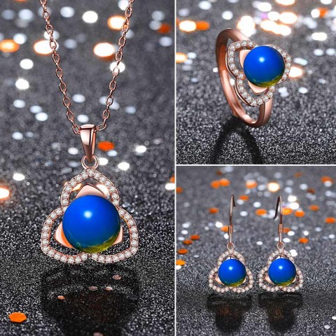 Set Perhiasan Biru Amber